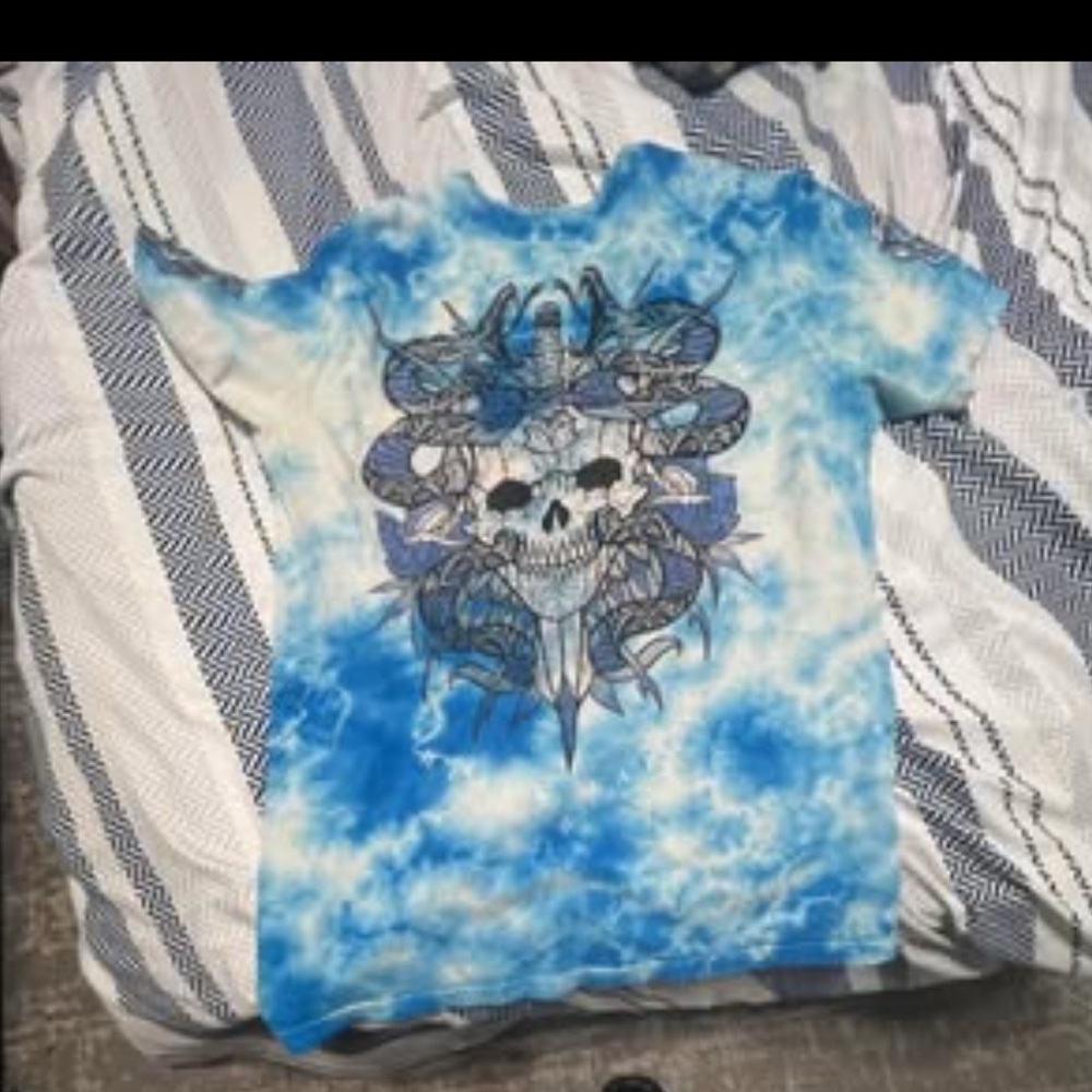 Affliction Kids Blue Tie-Dye Skull Tee